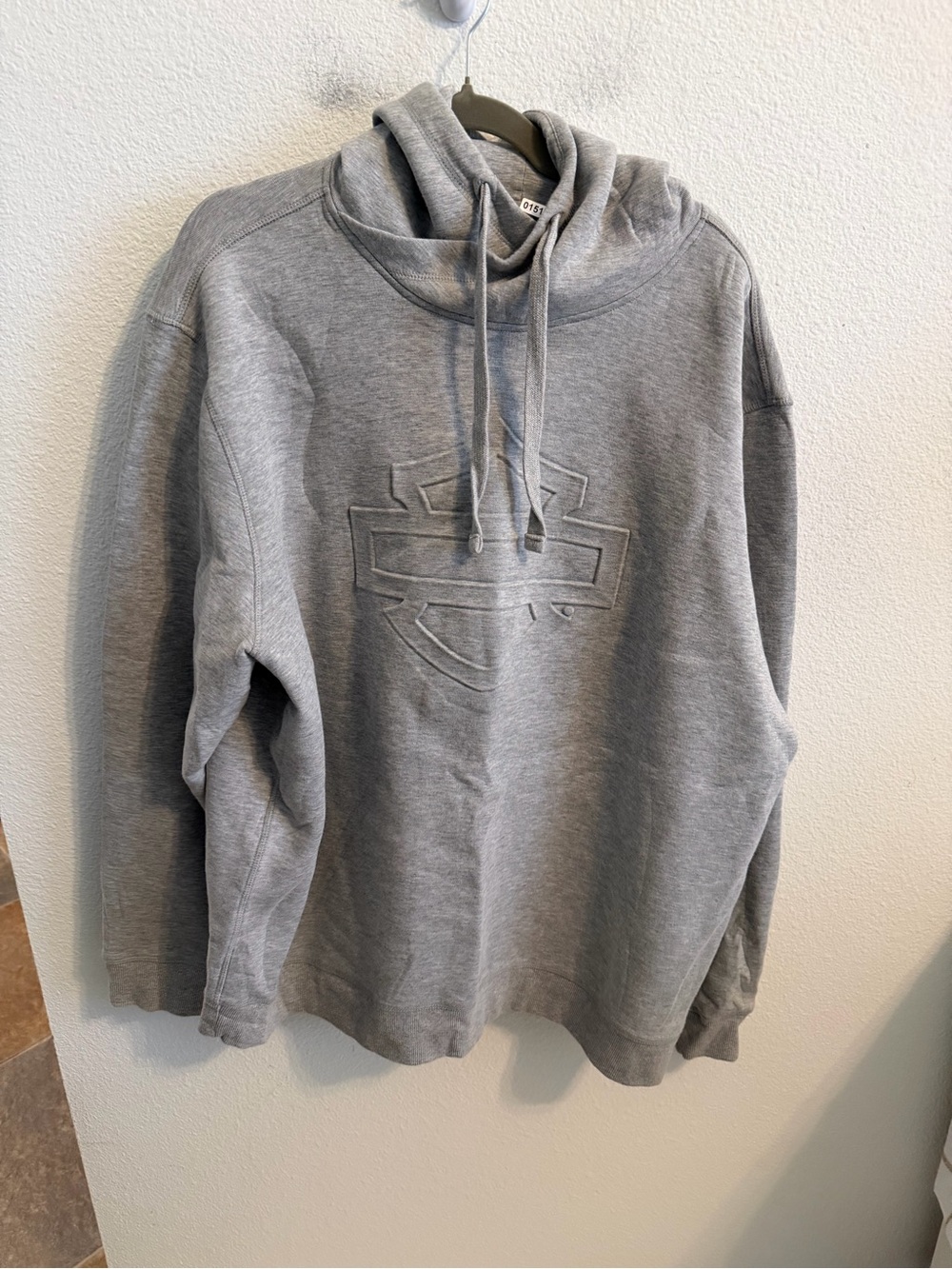 Harley-Davidson Gray Embossed Logo Hooded Sweatshirt - Men